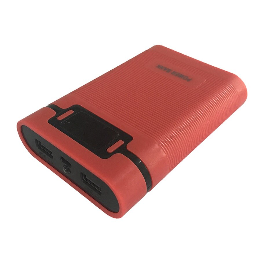 Anti-Reverse Draagbare Power Bank Box 4X18650 Diy Display Acculader 5V 2A Case: RED
