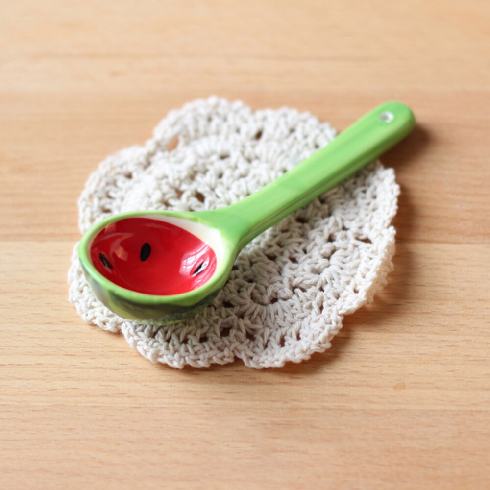 Creatieve Handgeschilderde Fruit Lepel Keramische Lepel Olijfolie Tank Keuken Kruiden Gereedschap Solide Keuken Gereedschap Leuke Lepel: Watermelon spoon