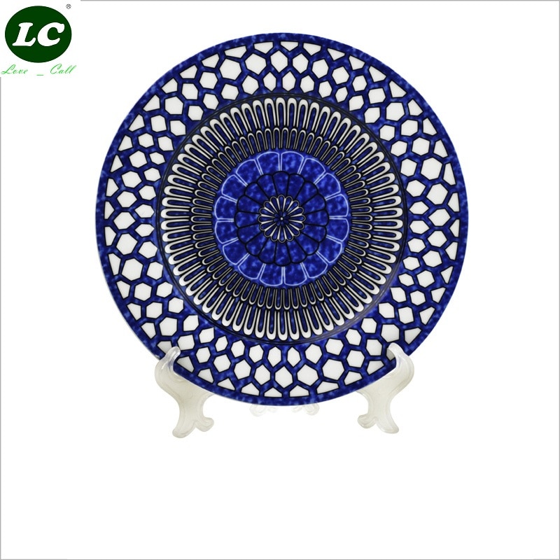 Talerze obiadowe sztućce talerze obiadowe wysokiej jakości zestaw talerzy niebieskie ładne ceramiczne naczynia świąteczne