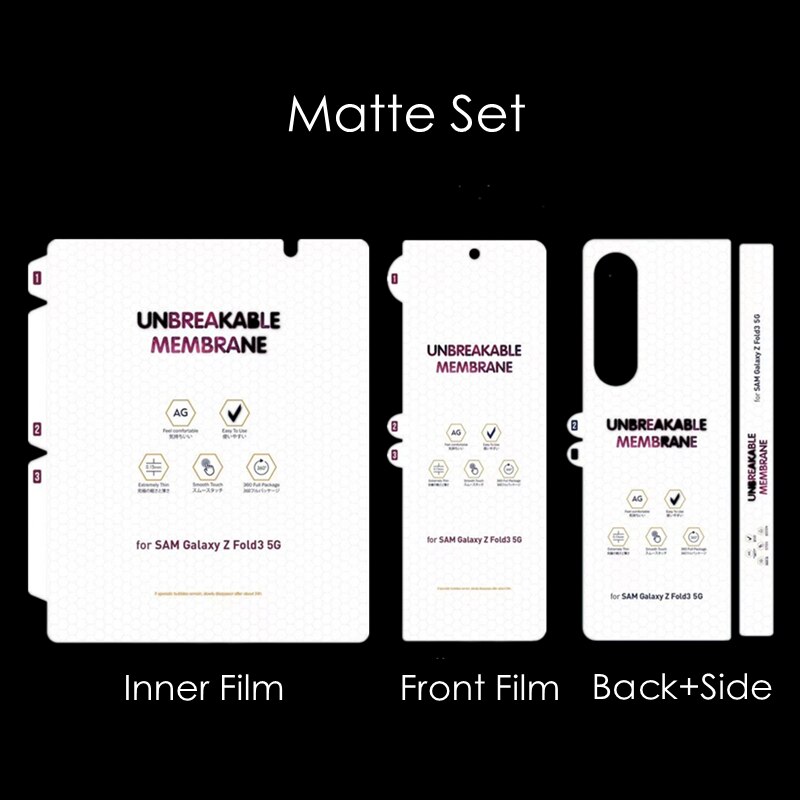4 In 1 Front Back Matte Hydrogel Film Voor Samsung Galaxy Z Vouw 3 2 W22 W21 Zachte Frosted Screen protector Anti Geen Vingerafdruk: Matte Set (4 in 1) / For Galaxy Z Fold 3