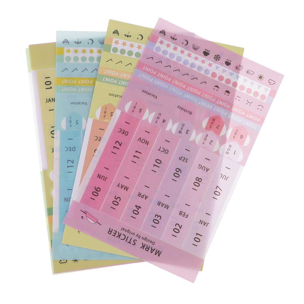 8pcs Paper PVC Monthly Calendar Index Tabs Planner Journal Reminder Sticker