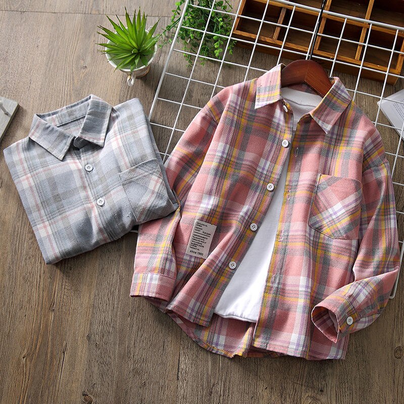Nastolatek dzieci chłopcy koszule z długim rękawem luźna w kratę bluzka wiosna jesień fajna bawełna dzieci chłopcy camisas 4 6 8 10 12 lat