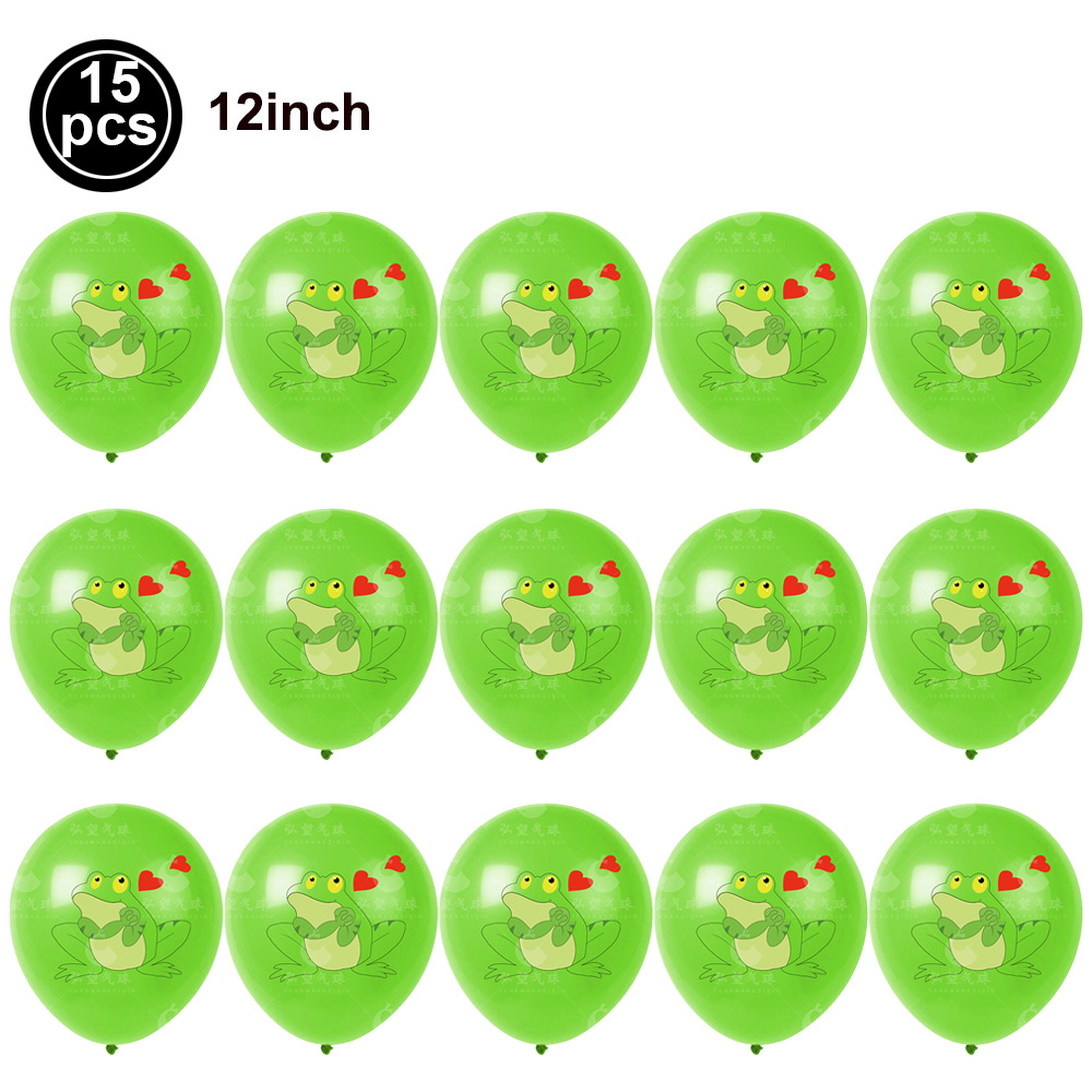 Frog Birthday Party Supplies Disposable Tableware Frog Plates Napkins Cups Latex Foil Balloon Frog Themed Birthday Party Supplie: Clear
