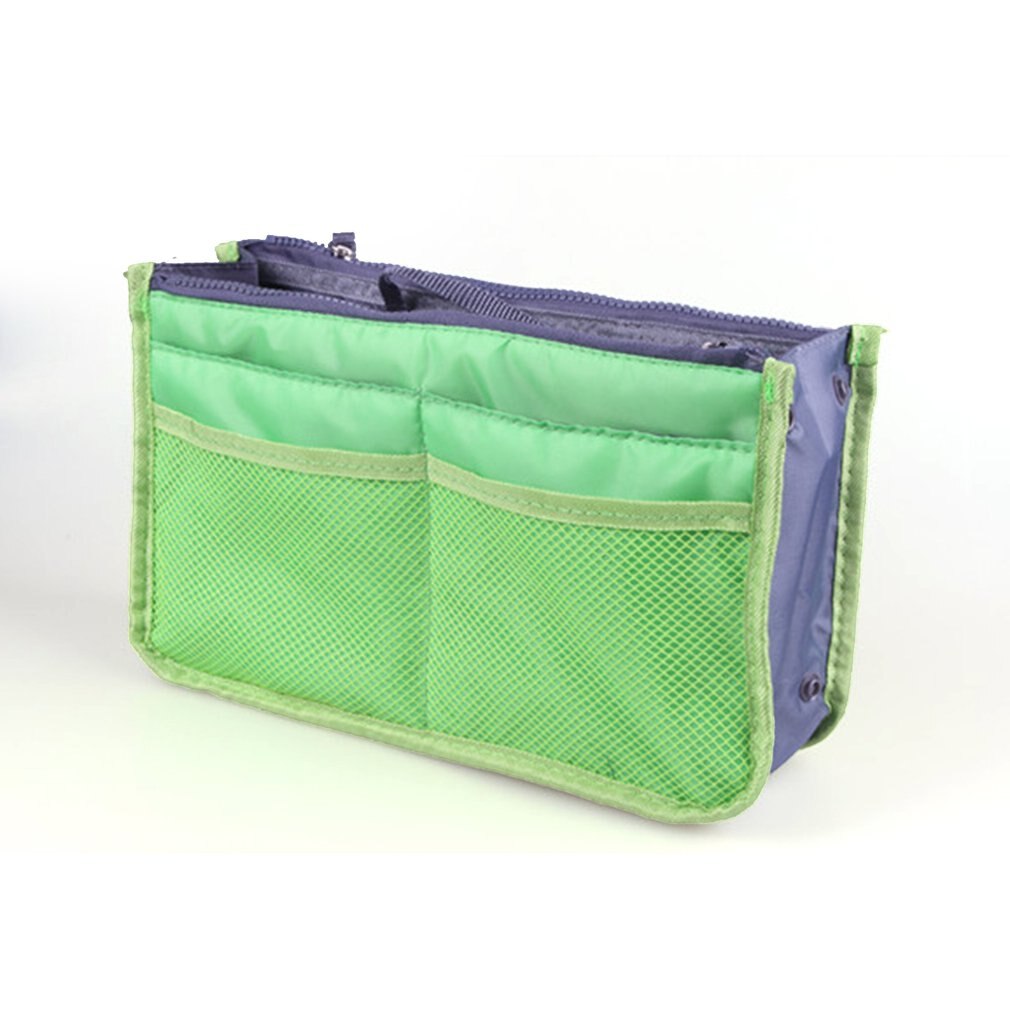 Organizer Insert Bag Women Nylon Travel Insert Organizer Handbag Purse Large liner Lady Makeup Cosmetic Bag Female Tote: Green