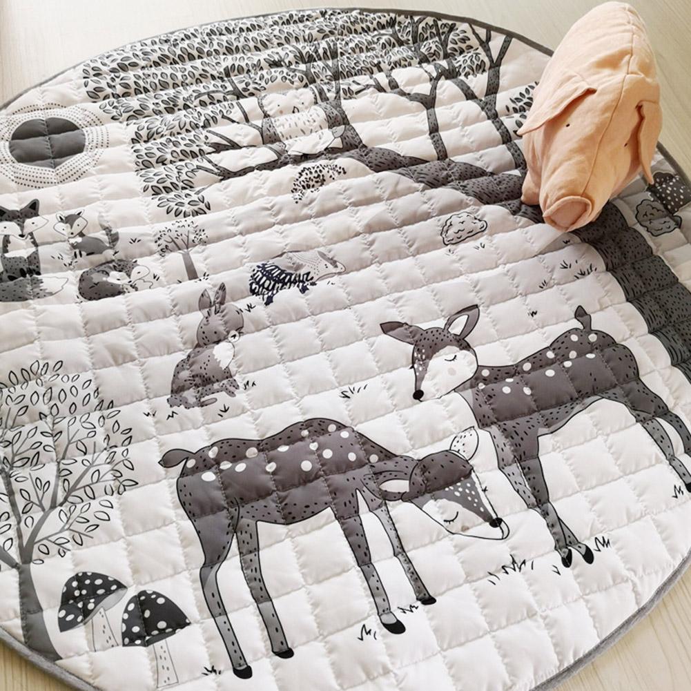 Opvouwbare Kinderen Kruipen Deken Comfortabele Zachte Katoen Game Cushioned Mat 95Cm Diameter Voor Slaapkamer Babykamer