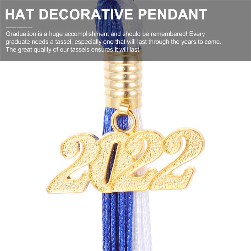 6Pcs 2022 Academic Graduation Cap Tassel with Gold 2022 Year Charm Pendant Mixed Color Uniforms Student Souvenir Supplies