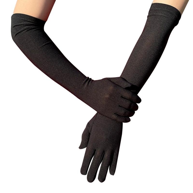 Manoplas para mujer, guantes elásticos de seda de leche para mujer, Festival, , grupo, espectáculo, Bar, baile, guantes de vestir, guantes de 45Cm de largo C013: Blanco