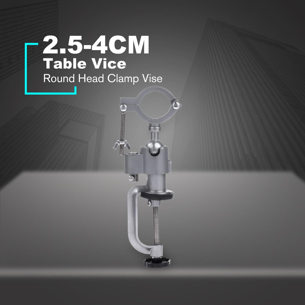 360 Degree Universal Table Bench Vice Clip-on Round Head Clamp Vise for Electric Drill Bench Screw Clamp Grinder Tool Holder