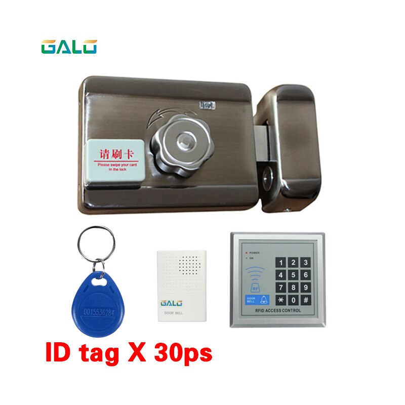 Family Full kit set Security Electronic 125khz RFID Gate Door Lock Access Control System with doorbell exit switch keyboard: S kit c