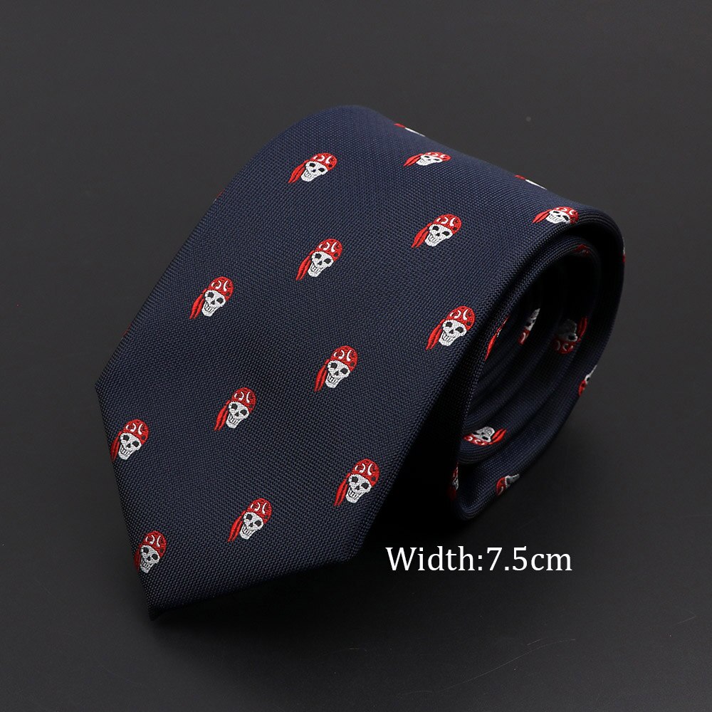 décontracté crâne cravates pour hommes classique mince 8cm Polyester cravates homme cravate pour hommes mariage marié cravate d'affaires: 4