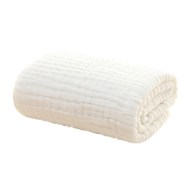 Manta de algodón de 6 capas para recibir al bebé, manta envolvente para niños, colcha para dormir, manta de muselina para bebé: Blanco
