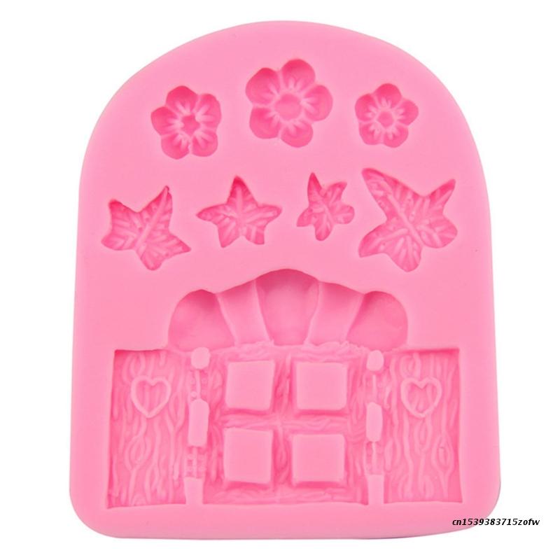 GXMA Handmade DIY Fairy Tale Wooden Door Wooden House Girl Snail Stone Wall Castle Modeling Fondant Silicone Mold Clay Gadget: 4