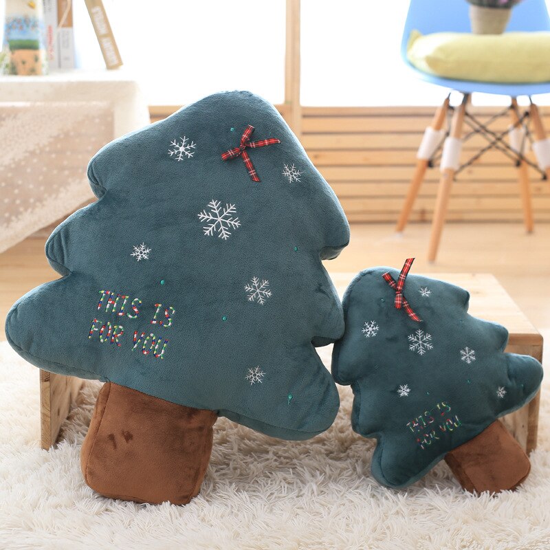 CASEGRACE Green Christmas Tree Cushion Lighted Soft PP Cotton Throw Pillows Embroidered Craft Decorative Pillows Christmas