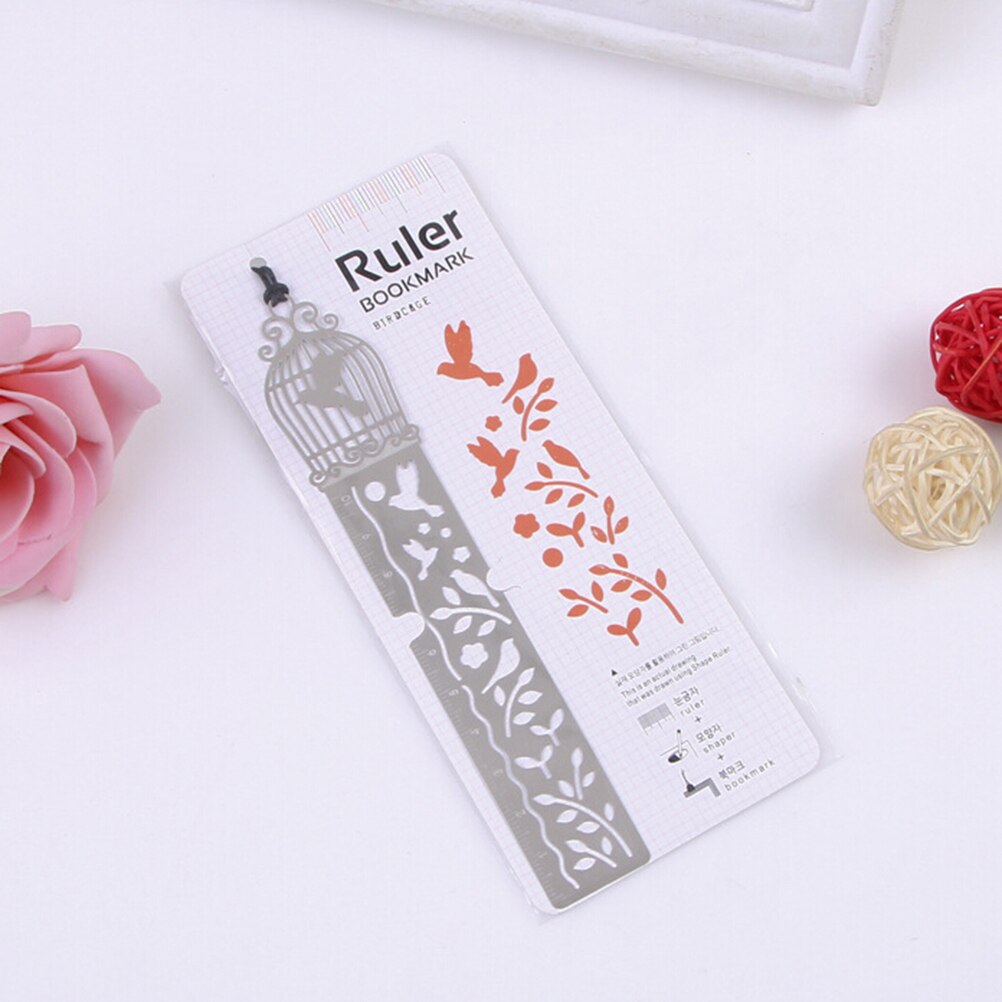 1 x cartoon vogel vis metalen bladwijzer met liniaal materiaal escolar papelaria bladwijzers voor boeken briefpapier 10cm: Kanarie