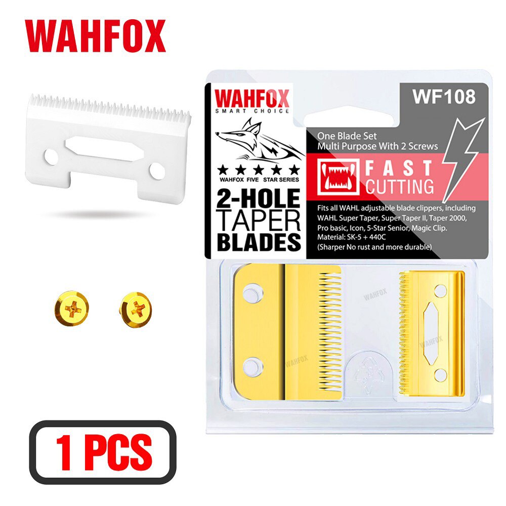 WAHFOX Blade For Barber Hair Clipper For WAHL Clipper 2-Hole Replacement Blades With Ceramic Blade: WF108 G 1 PCS