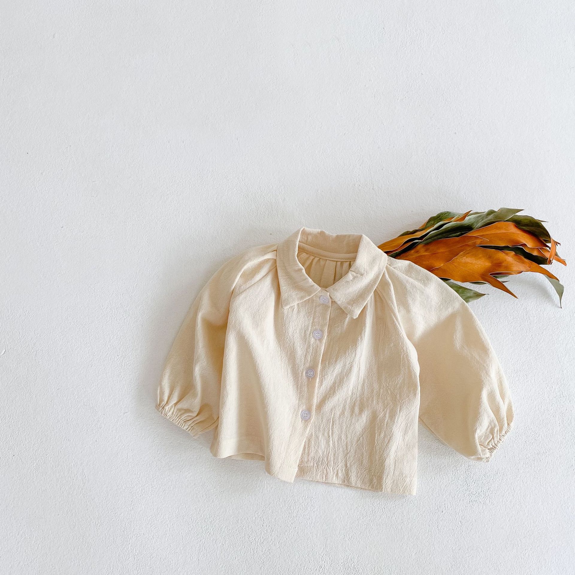 Nueva camisa de Color sólido para niñas y niños de otoño