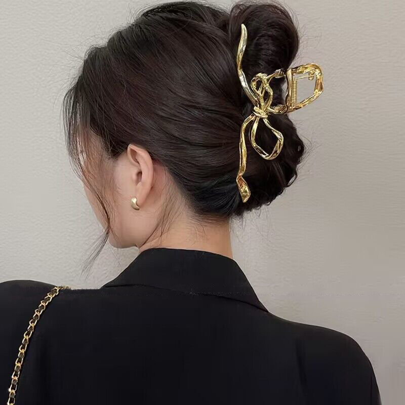 Pinzas para el pelo con lazo geométrico para mujer, horquillas de Metal grandes, pasadores, accesorios para el cabello, Vintage Simple, ,
