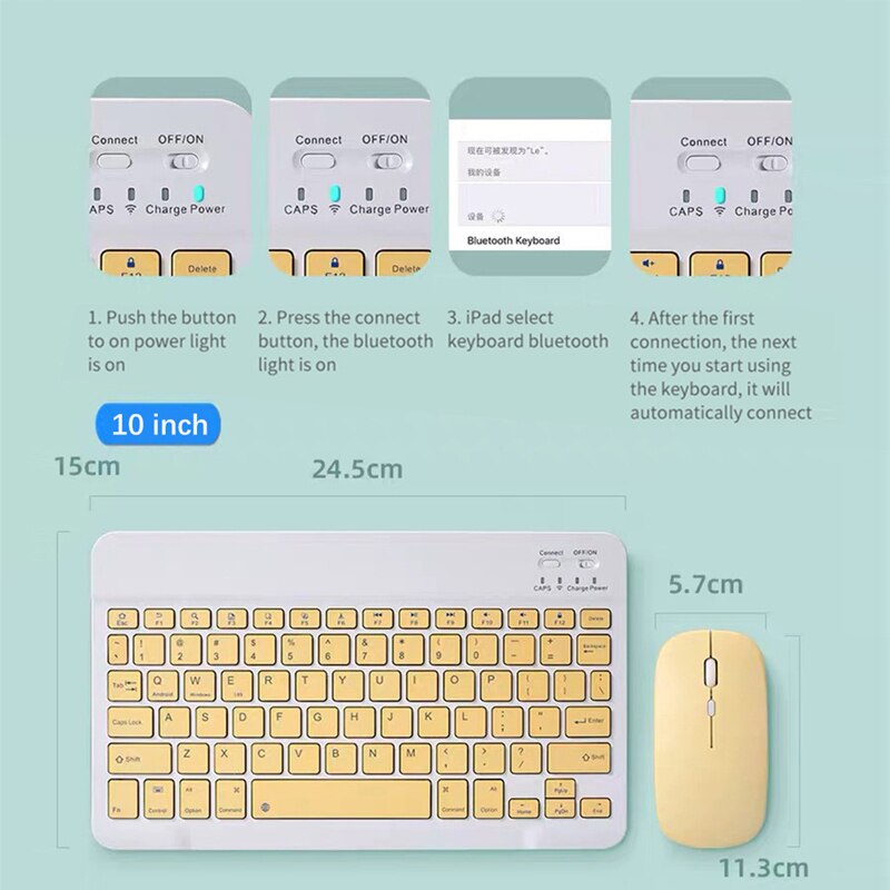 Universelle kabellose tastatur und mini-maus für laptop, tablet, smartphone und ipad 5th , 6th , 10.2 air 3 mit bluetooth-verbindung