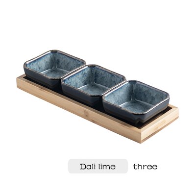 ceramic grid fruit plate snack plate serving platter Japanese small dish with tray Home desktop dried fruit snack tray: E