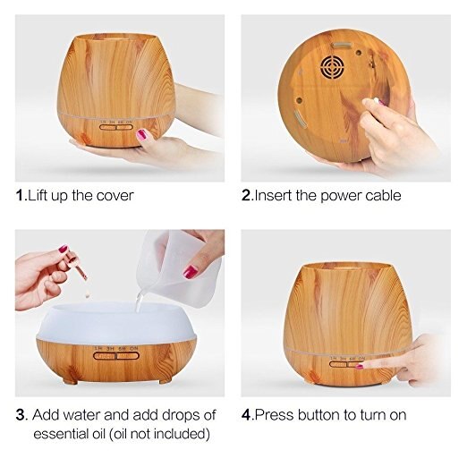 550ml wifi Electric Aroma air diffuser wood grain Ultrasonic air humidifier Essential oil Aromatherapy cool mist maker for home