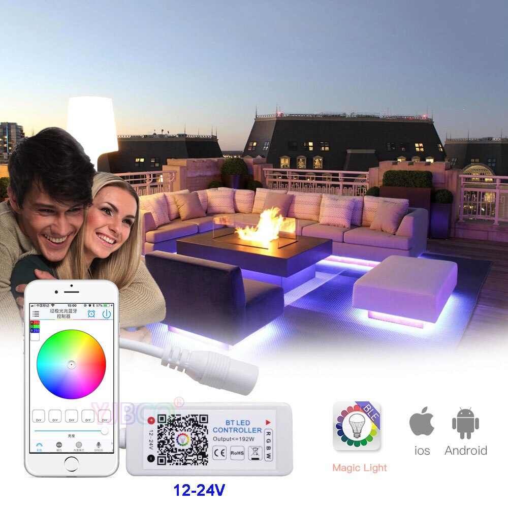 Mini bluetooth rgbw-controller  dc 12-24v 4- kanaals bluetooth rgbw led-controller ios android-app voor rgb rgbw rgbw led-stripverlichting