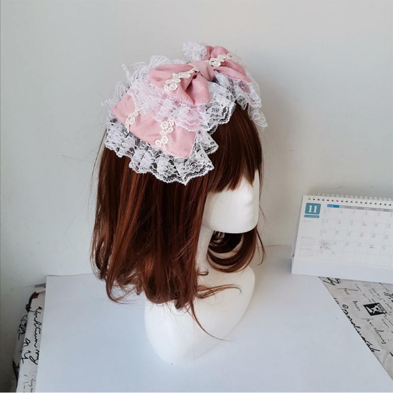 Diademas de encaje para mujer, diadema de encaje con volantes de malla, lazo bonito, novedad, tocado para dama, accesorios para de Cosplay