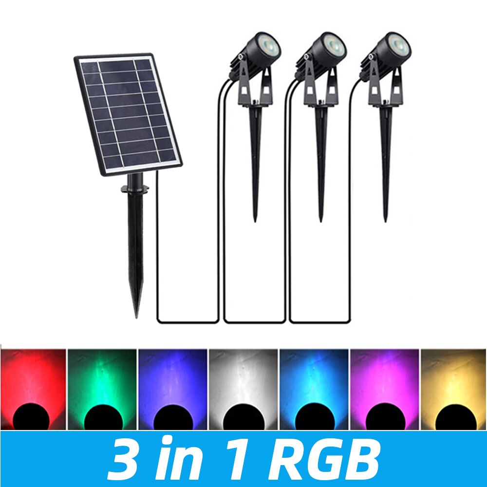Solar Led Light Outdoor Garden Lights IP65 Waterproof Solar Lamp Garden Decoration Outdoor Spotlights Lawn Path Landscape Lamp: 3 in 1 RGB
