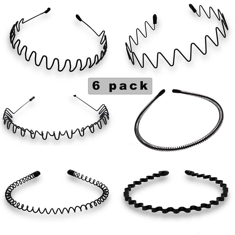 Diadema deportiva para hombre y mujer, bandana negra ondulada, pinza para el pelo, accesorios para el cabello