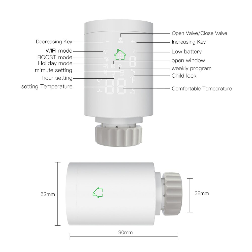 Tuya ZigBee3.0 Smart Radiator Actuator Thermostat Heater Temperature Controller Voice Control Works With Alexa Google Home