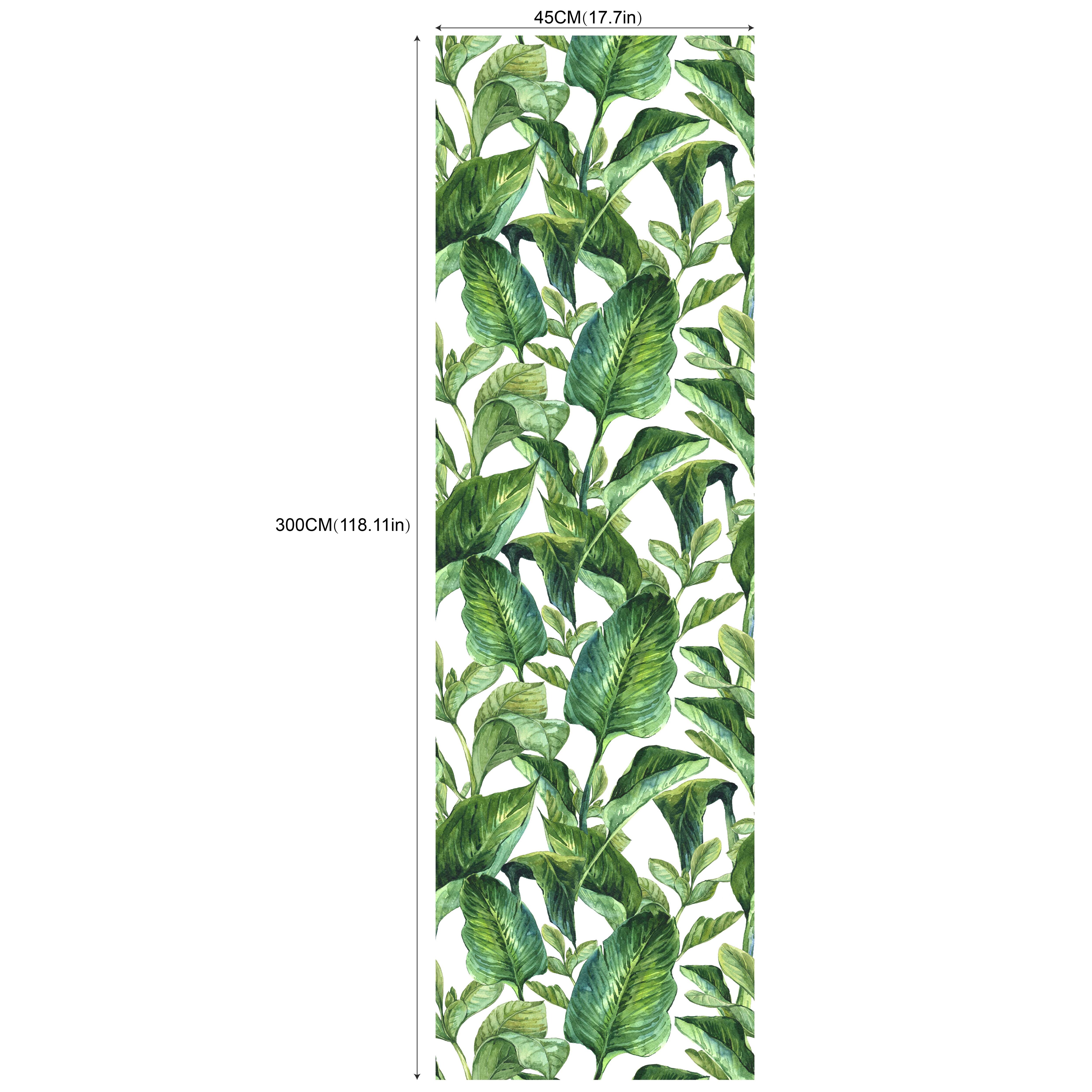 45*300cm tropisk jungle selvklæbende tapet grønne blade fugle dyreprint blomster botaniske farverige fliser wallsticker: C
