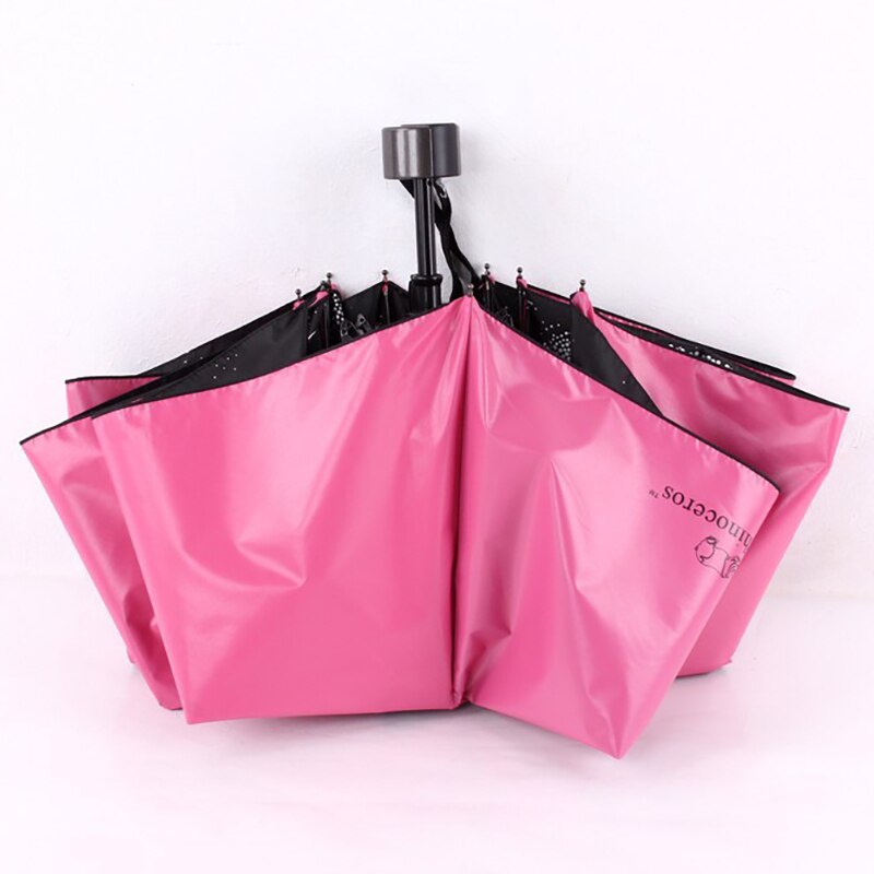 YADA Pure Rhinoceros Star Inside 3-Folding Umbrella Women Man UV Rainproof Umbrella Parasol Rain Sun Light Umbrellas YD200295: YD200295ROSE