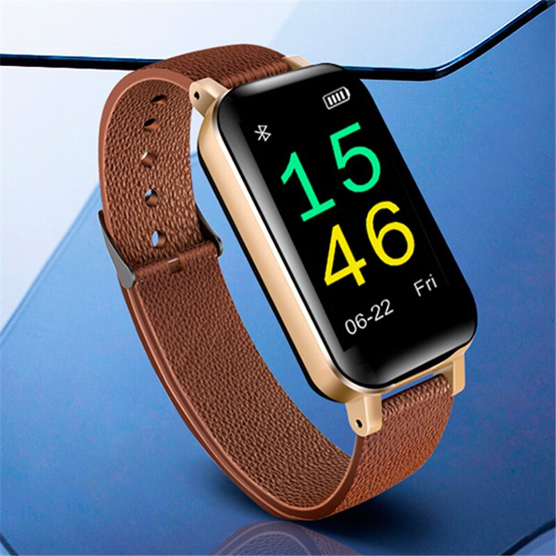 L818 Smart Horloge Draadloze Bluetooth Oortelefoon Slaap Monitoring Armband Smartband Polsbandje Horloge Band Fitness Tracker Band: Goud