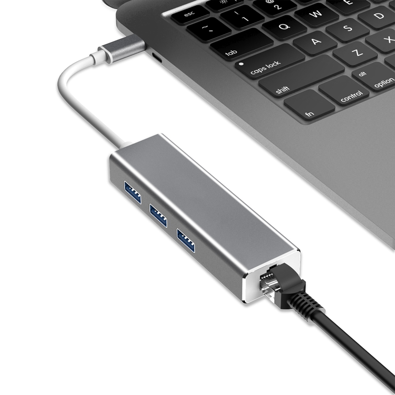 Usb C Hub Gigabit Ethernet Rj45 Lan Adapter Usb Type C Naar Usb 3.0 Hub 10/100/1000 Netwerkkaart voor Mac Boek Chromebook