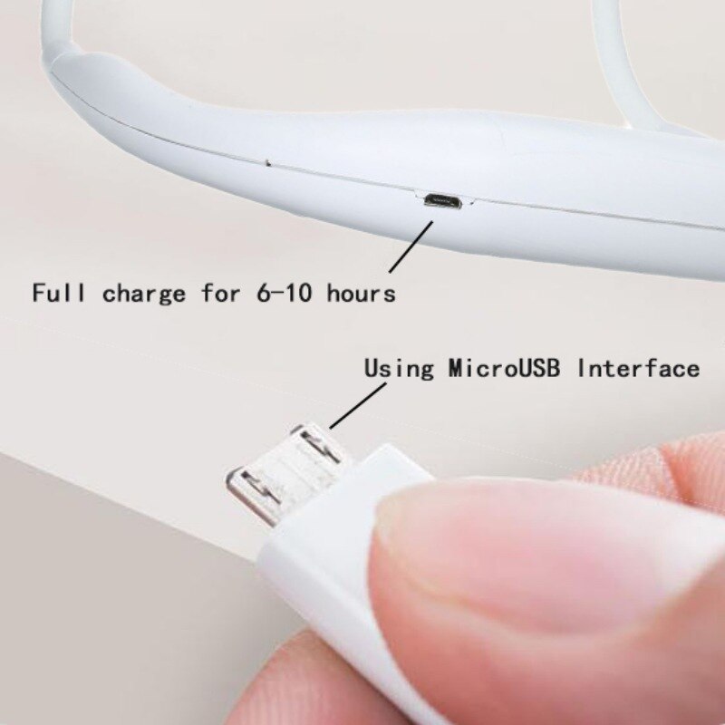 Usb oplaadbare draagbare handsfree nekbandventilator persoonlijk, mini dubbele nekventilatoren 3 snelheden