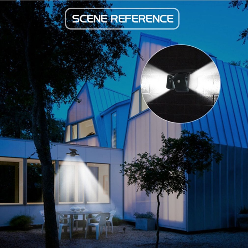 Solar Light Outdoor Waterproof 360-Degree Rotatable Motion Sensor Solar Lamp Security Light with Dual Head Spotlights
