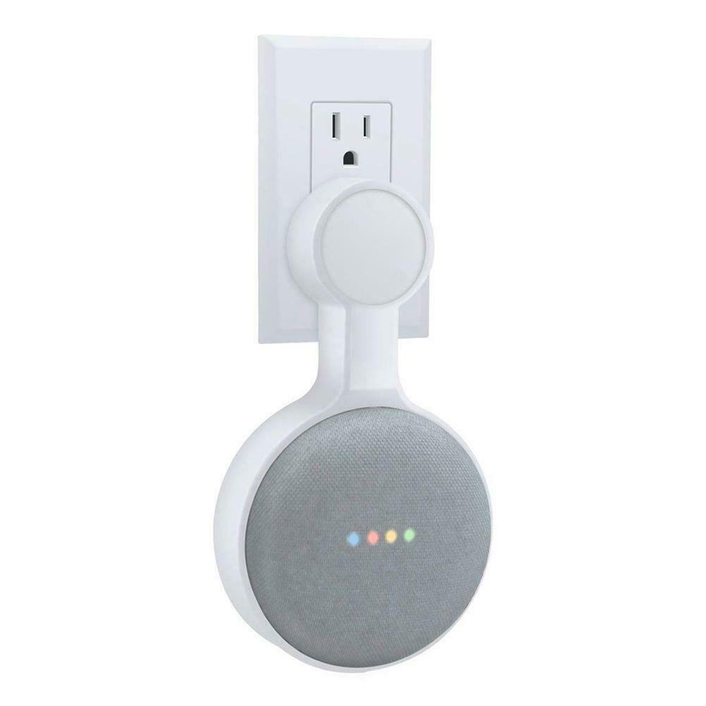 Uttag väggmonterat hängstativ för google home mini röstassistent us plug hem kök badrum högtalarhållare: Vit