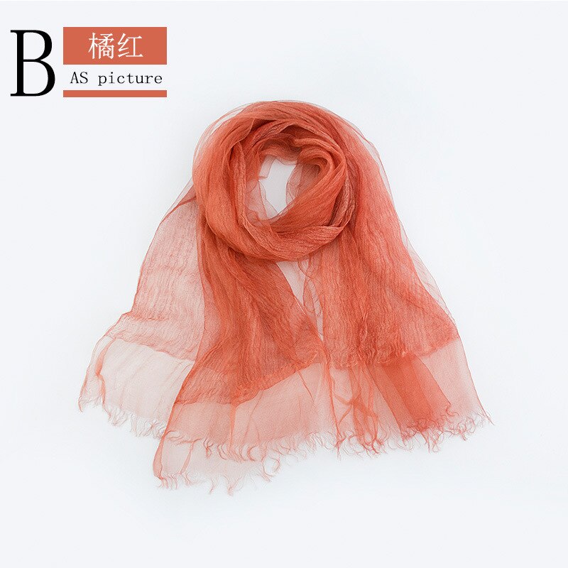 Luxe Solid Real 100% Zijde Zomer Rimpel Sjaal Vrouwen Shawl Lange Soft Wrap: 3