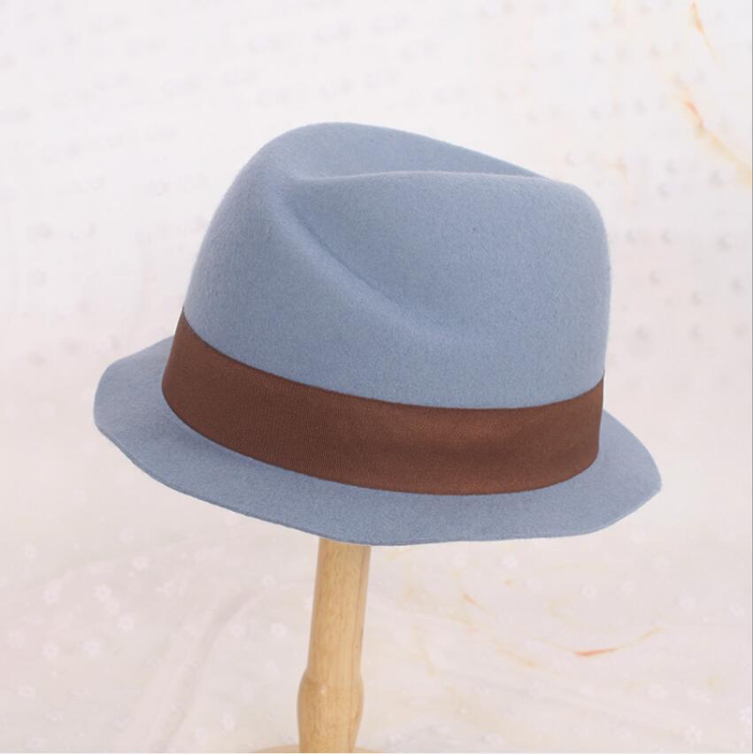 Sombrero Fedora con cinta de grogrén para mujer, gorro de lana 100% de , cálido, cómodo y fresco, varios colores,