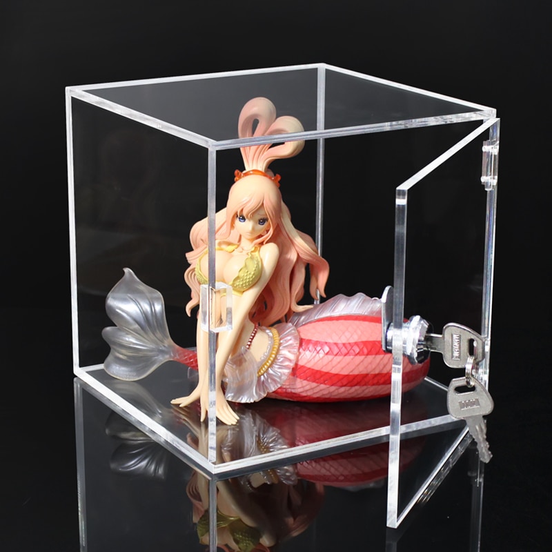 Family desktop model with lock storage box transparent dustproof acrylic square collection and display rack box