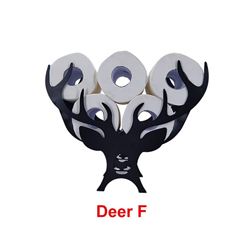 Creatieve Dier Vormige Zwart Ijzer Roll Papieren Handdoek Houder Kat Elanden Vee Varken Ambachten Badkamer Rack Ornamenten Toiletrolhouder: Elk Roll Holder