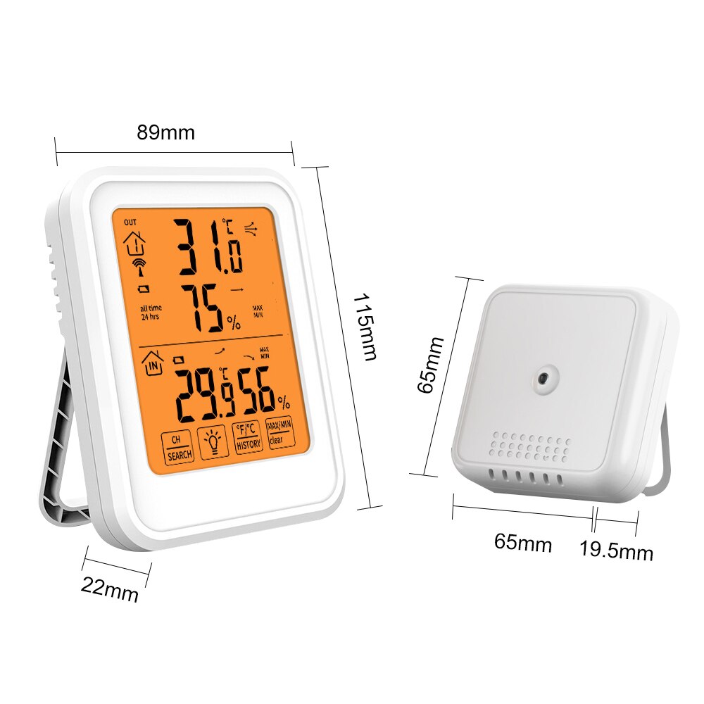 Humidity Hygrometer Wireless Indoor Outdoor Room Thermometer Temperature and Humidity Monitor Weather Station With Backlight
