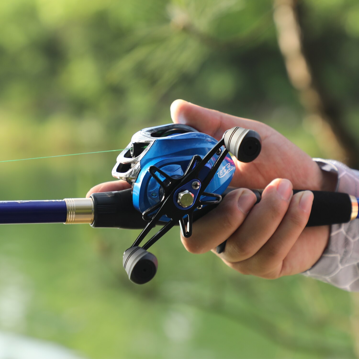 Sougayilang Casting Angelrute und Baitcastingrolle Set Teleskop Hohe Carbon Stange 18 + 1BB Doppel Griff Angeln Reel