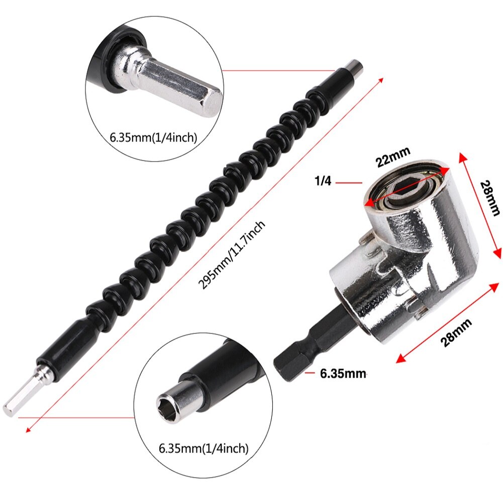 1/4" Inch Magnetic Angle Bit Adapter Screwdriver Chucks and Wrenches 105 Degree Adjustable Angle Drill Adapter