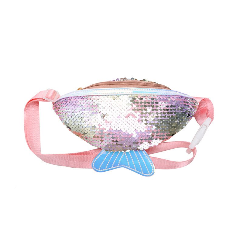 Riñonera de lentejuelas a la para niñas, bolso de cintura para niños, cinturón de pecho: Rosa