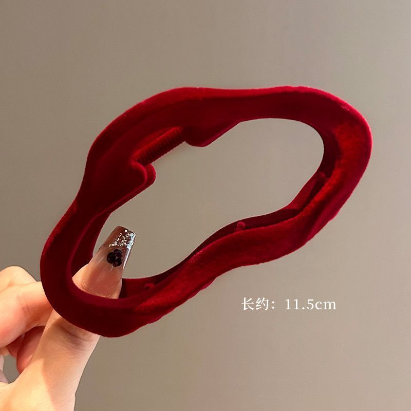 Pinzas para el cabello con lazo de terciopelo rojo para mujer, pinza para el pelo para otoño e invierno, horquilla francesa, accesorios para el cabello, tocado femenino,: Gris