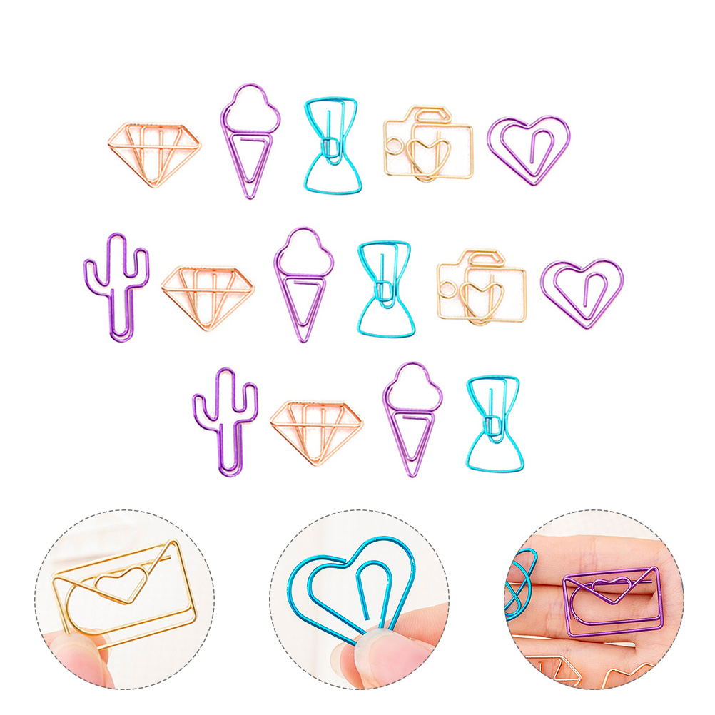 30Pcs Clips Portable Lovely Metal Paper Clips Office Paper Clamps Document Clips Document Paper Clips