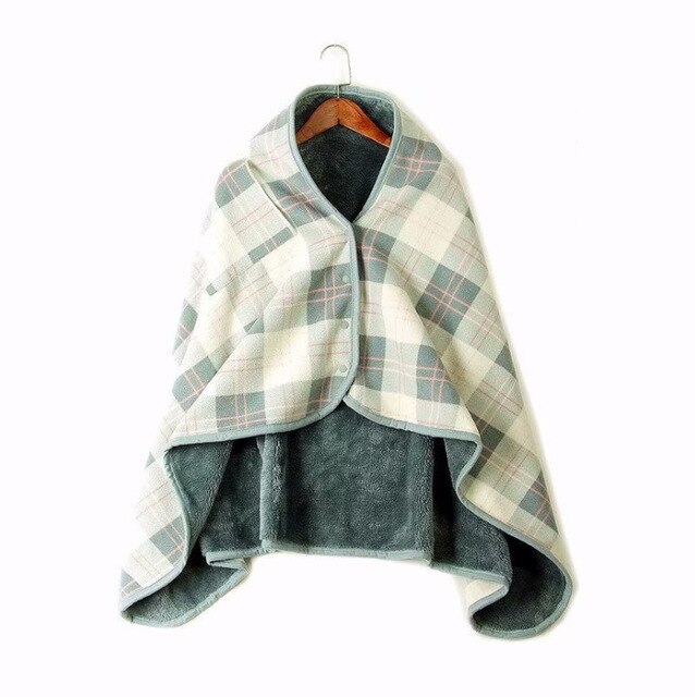 Multifunktionelt, bærbart plaid fleece polyester tæppe med knap vinter varm sofa sofa soveværelse rejse kappe tæppe 135*80cm: 5