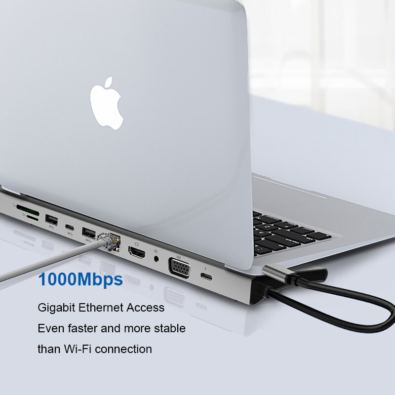 Laptop Docking Station Usb C Naar Hdmi 4K Vga 1080P RJ45 1000M Ethernet Usb 3.0 Sd/ tf Kaartlezer Met Pd Opladen Voor Macbook Pro