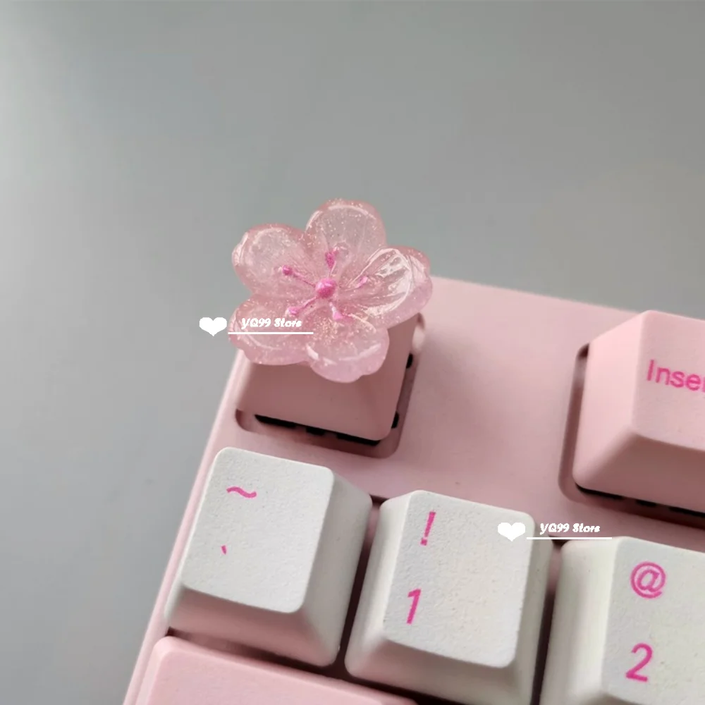 Capuchons de touches de clavier faits à la main, dessin animé, joli pour fille, rose, OEM ESC, pour jeu, clavier mécanique, personnalité artisanale: Rose clair