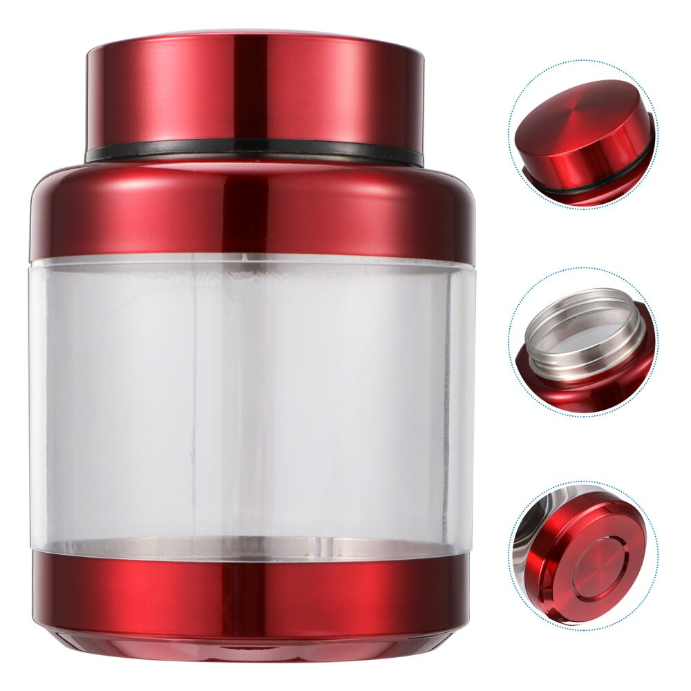 Stainless Steel Storage Jar Transparent Airtight Canister Empty Storage Tank: Red